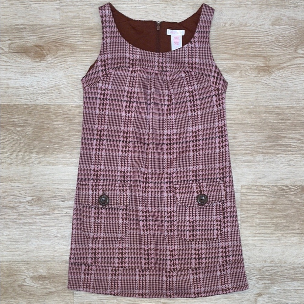 Xhilaration Brown & Pink Mod Chic 60s Vibe Sleeveless Dress Girl’s Small 6/7